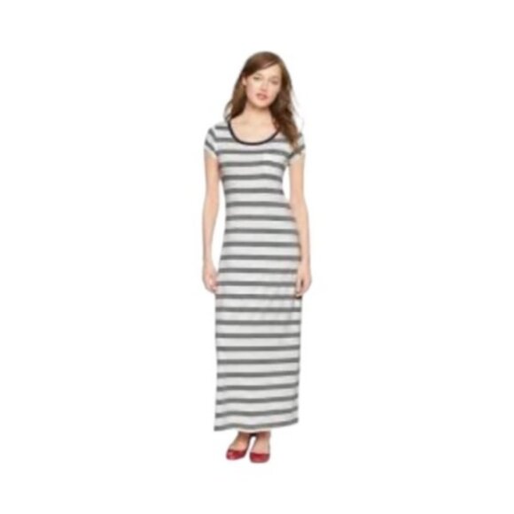 Gap Women’s Short Sleeve Grey Striped Tee Shirt Maxi Dress, Grey/White, size S - Picture 1 of 11